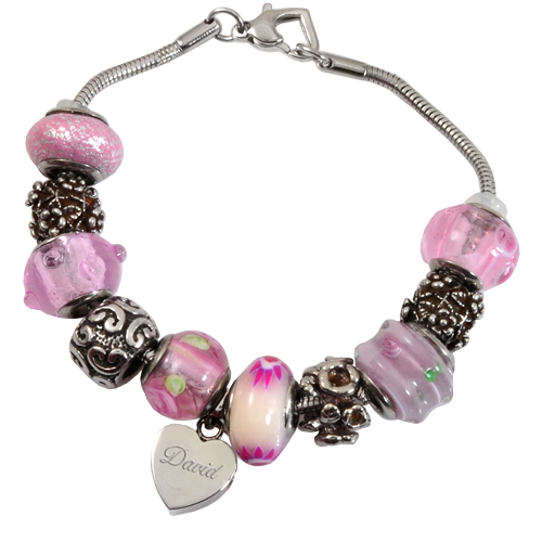 Remembrance Beads Pink Charm Bracelet Cremation Jewelry — Afterlife