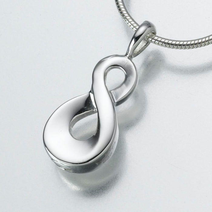 Infinity Pendant Cremation Jewelry-Jewelry-Madelyn Co-Sterling Silver-Free 24" Black Satin Cord-Afterlife Essentials