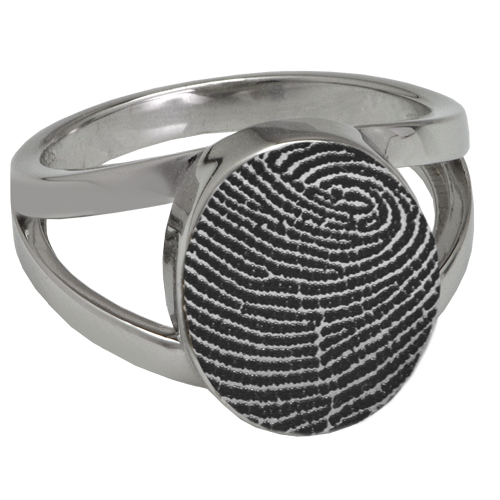 Elegant Oval V Ring Fingerprint Memorial Jewelry-Jewelry-New Memorials-Stainless Steel-No Compartment-5-Afterlife Essentials
