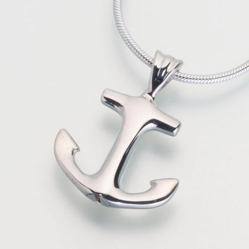 Anchor Pendant Cremation Jewelry-Jewelry-Madelyn Co-Sterling Silver-Free 24" Black Satin Cord-Afterlife Essentials