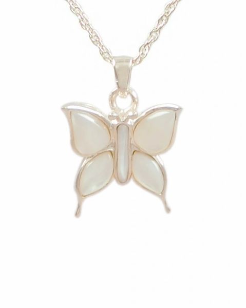 Sterling Silver Mother of Pearl Butterfly Cremation Jewelry-Jewelry-Cremation Keepsakes-Afterlife Essentials