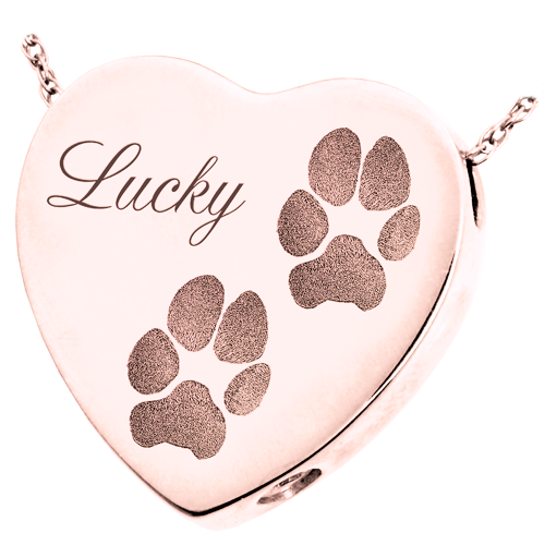 B&B Heart 2 Actual Pawprints + Name Pet Cremation Jewelry-Jewelry-New Memorials-Afterlife Essentials