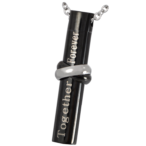 Together Forever Black Titanium Cylinder Cremation Jewelry-Jewelry-New Memorials-Afterlife Essentials