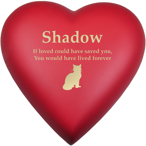 Brass Heart Scarlet Cat Pet 53 cu in Cremation Urn-Cremation Urns-New Memorials-Afterlife Essentials