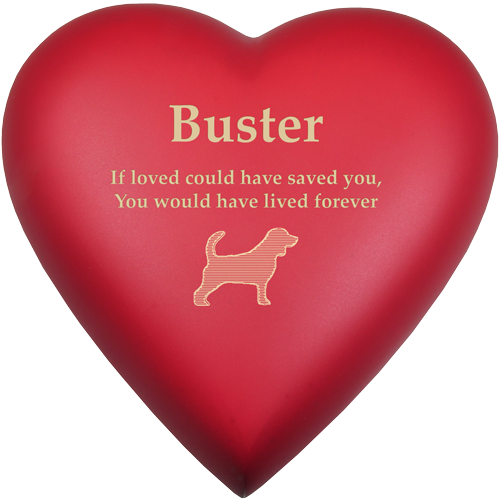 Brass Heart Scarlet Dog Pet 53 cu in Cremation Urn-Cremation Urns-New Memorials-Afterlife Essentials