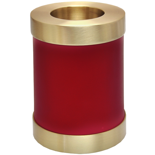 Candle Holder Series Round Scarlet Brass Dog 20 cu in Cremation Urn-Cremation Urns-New Memorials-Afterlife Essentials