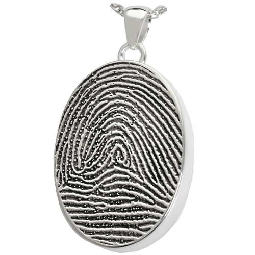 Oval Fingerprint Pendant Cremation Jewelry-Jewelry-New Memorials-925 Sterling Silver-Full-Coverage-Chamber (for ashes)-Afterlife Essentials