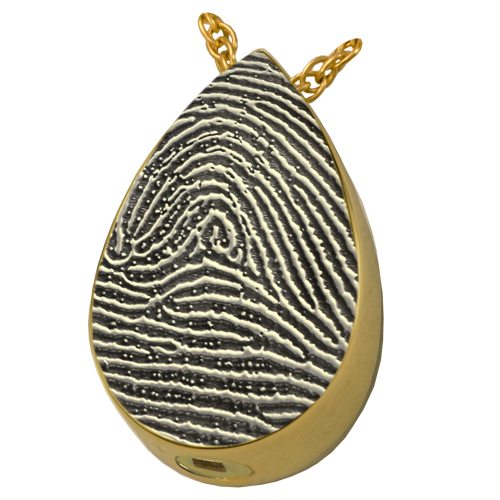 Teardrop Fingerprint Full Coverage or Rim Pendant Cremation Jewelry-Jewelry-New Memorials-14K Solid Yellow Gold (allow 4-5 weeks)-Full-Coverage-Chamber (for ashes)-Afterlife Essentials