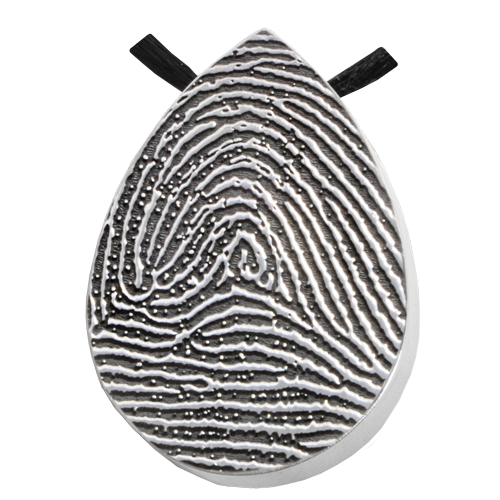 Teardrop Fingerprint Full Coverage or Rim Pendant Cremation Jewelry-Jewelry-New Memorials-Stainless Steel-Full-Coverage-No Chamber (flat)-Afterlife Essentials