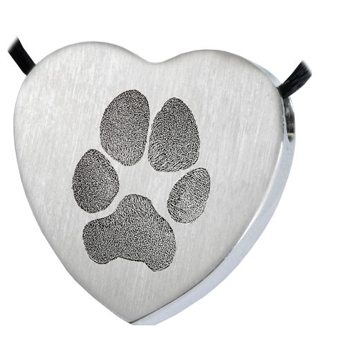 Heart Actual Pawprint Pet Pendant Cremation Jewelry-Jewelry-New Memorials-Stainless Steel-No Chamber (flat)-Afterlife Essentials