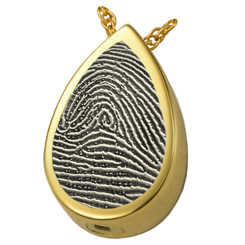 Teardrop Fingerprint Full Coverage or Rim Pendant Cremation Jewelry-Jewelry-New Memorials-14K Solid Yellow Gold (allow 4-5 weeks)-Rim-Chamber (for ashes)-Afterlife Essentials