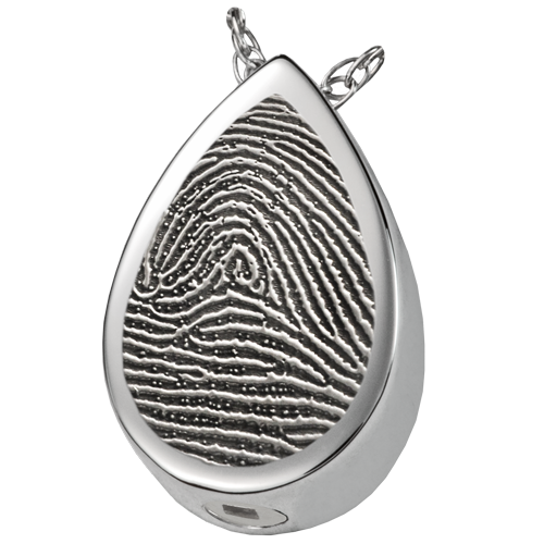Teardrop Fingerprint Full Coverage or Rim Pendant Cremation Jewelry-Jewelry-New Memorials-925 Sterling Silver-Rim-Chamber (for ashes)-Afterlife Essentials