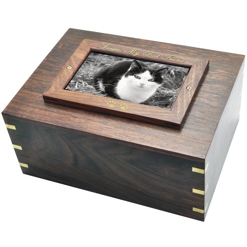 Perfect Wood Box Photo Frame Cat Pet 185 cu in Cremation Urn-Cremation Urns-New Memorials-Afterlife Essentials
