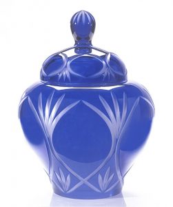 24% Lead Cobalt Blue Crystal “Angels Wings” Medium 60 cu in Cremation Urn-Cremation Urns-Bogati-Afterlife Essentials