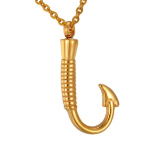 Premium Fishing Hook Memorial Necklace Cremation Jewelry-Jewelry-Anavia-Gold-Afterlife Essentials