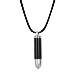 Bullet Cartridge Memorial Necklace Cremation Jewelry-Jewelry-Anavia-Black-Silver-Afterlife Essentials
