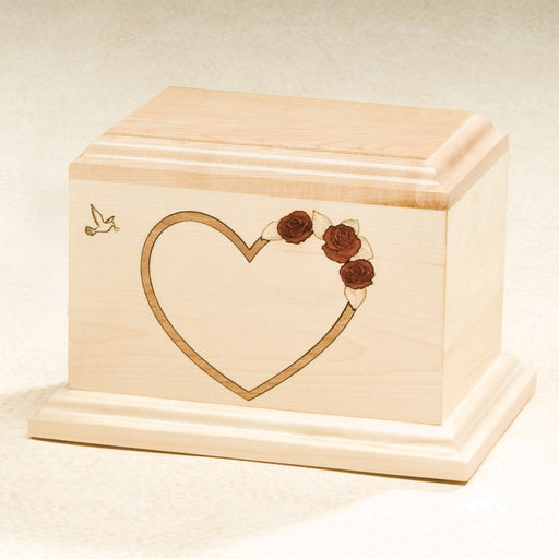 At Home In Our Hearts Red Rose Solid Maple Wood Medium 52 cu in Cremation Urn-Cremation Urns-Infinity Urns-Afterlife Essentials
