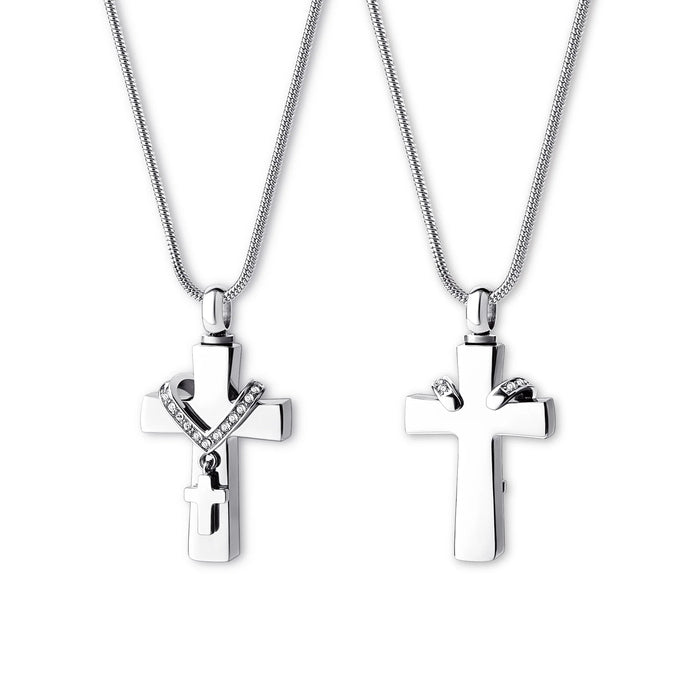 Premium Collet Cross Memorial Necklace Cremation Jewelry-Jewelry-Anavia-Afterlife Essentials