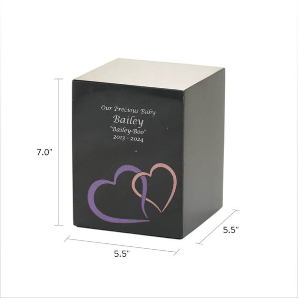 Monumental Memorials Hearts Pink Black Medium Cremation Urn-Cremation Urns-Terrybear-Afterlife Essentials