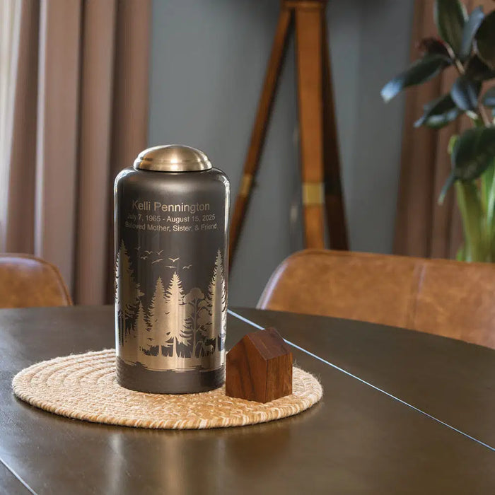 Eternal Essence Forest Gray Full Size Cremation Urn-Cremation Urns-Terrybear-Afterlife Essentials
