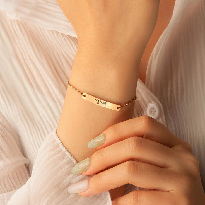 Custom Handwriting Large Bar Bracelet-Jewelry-Anavia-Afterlife Essentials