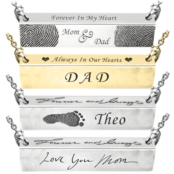 Personalized Bar Pendant Horizontal- Chamber Cremation Jewelry-Jewelry-New Memorials-Afterlife Essentials