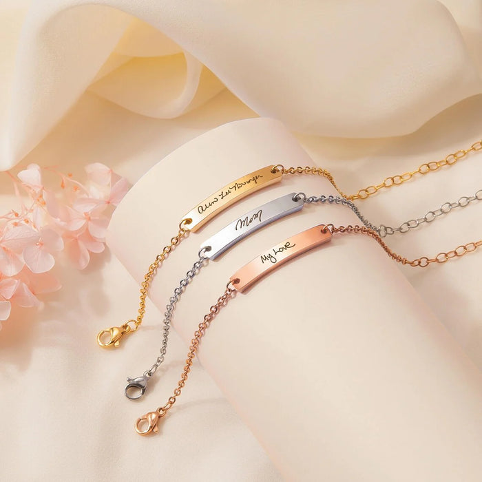 Custom Handwriting Large Bar Bracelet-Jewelry-Anavia-Afterlife Essentials