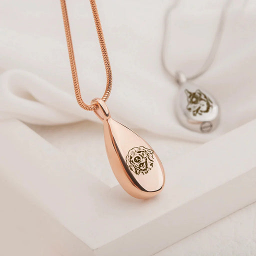 Pet Portrait Teardrop Memorial Necklace Cremation Jewelry-Jewelry-Anavia-Afterlife Essentials