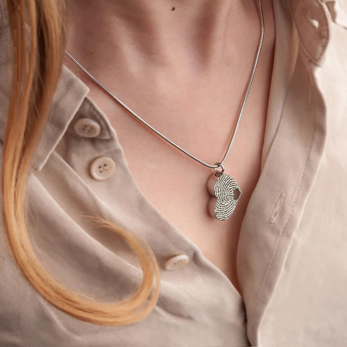 Sideways Heart Fingerprint Memorial Necklace Cremation Jewelry-Jewelry-Anavia-Afterlife Essentials