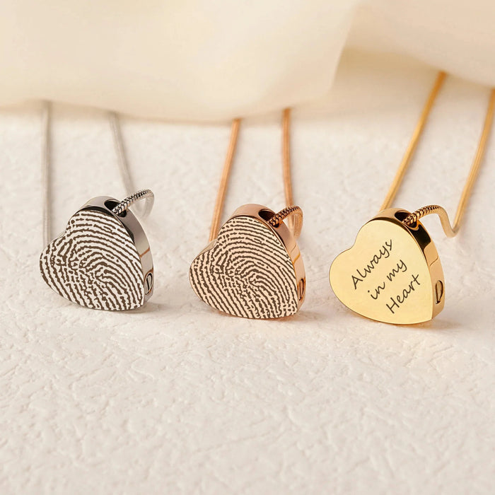 Fingerprint Heart Memorial Necklace Cremation Jewelry-Jewelry-Anavia-Afterlife Essentials