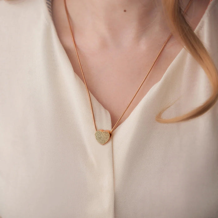 Mini Heart Fingerprint Memorial Necklace Cremation Jewelry-Jewelry-Anavia-Afterlife Essentials