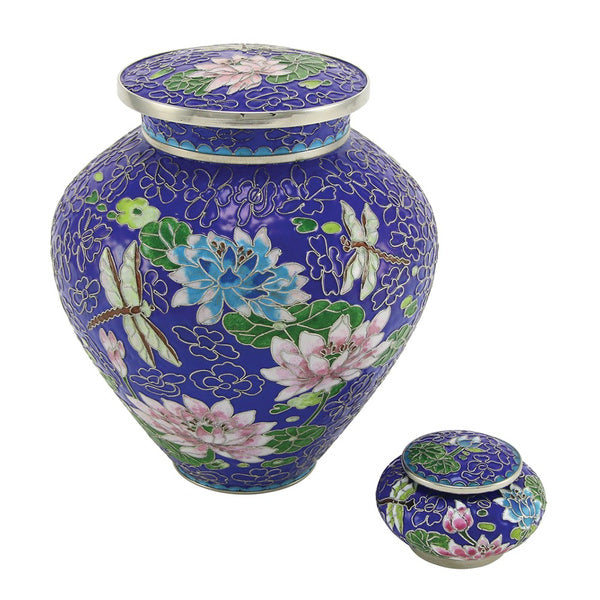 Filigree™ Cloisonné Lily Dragonfly, Full Size Urn-Cremation Urns-Terrybear-Afterlife Essentials