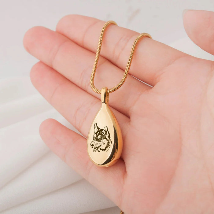 Pet Portrait Teardrop Memorial Necklace Cremation Jewelry-Jewelry-Anavia-Afterlife Essentials