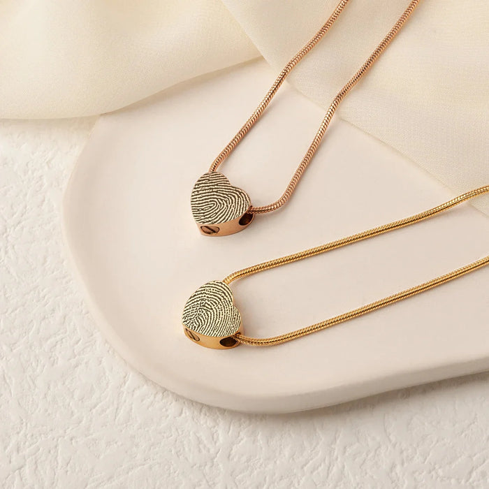 Mini Heart Fingerprint Memorial Necklace Cremation Jewelry-Jewelry-Anavia-Afterlife Essentials