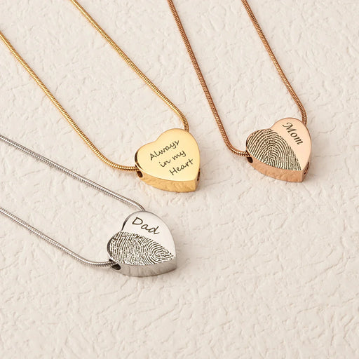Half Heart Fingerprint Memorial Necklace Cremation Jewelry-Jewelry-Anavia-Afterlife Essentials