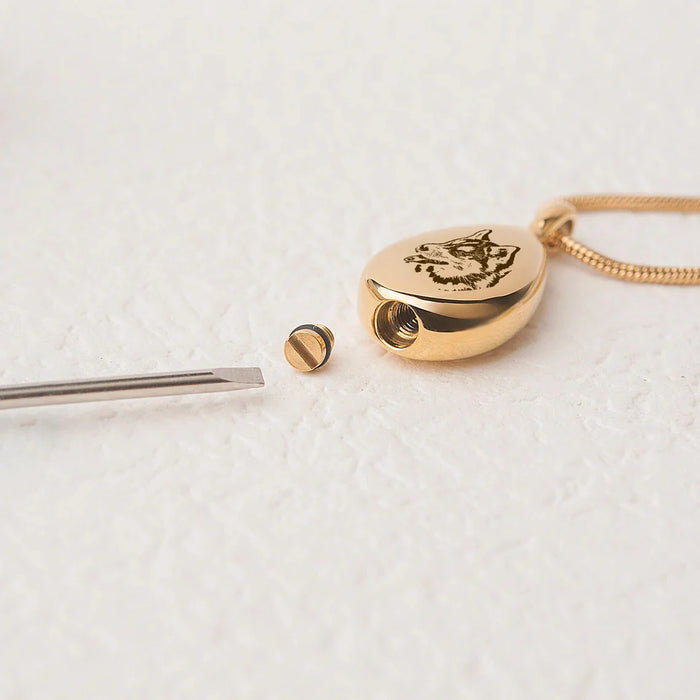 Pet Portrait Teardrop Memorial Necklace Cremation Jewelry-Jewelry-Anavia-Afterlife Essentials