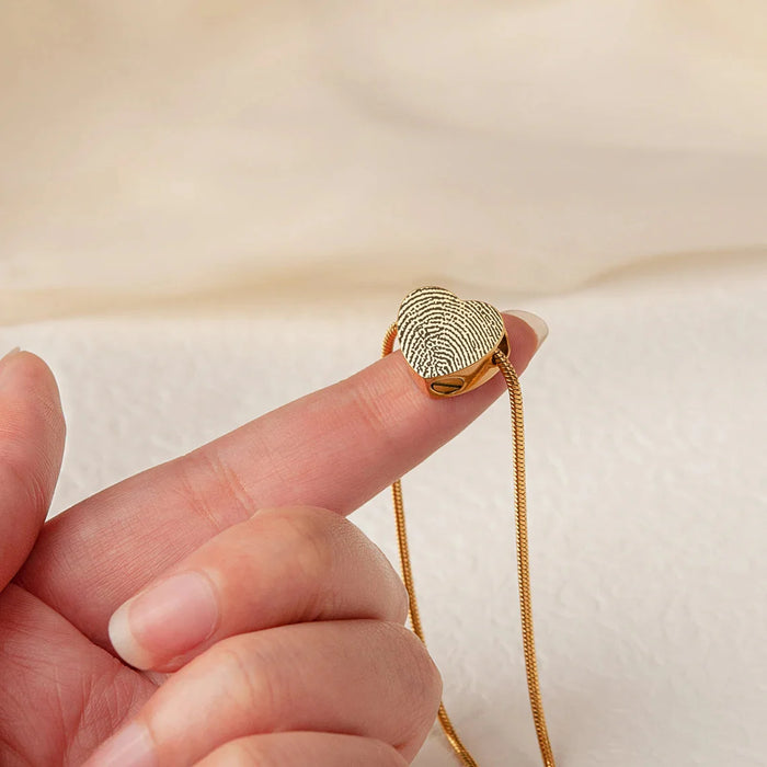 Mini Heart Fingerprint Memorial Necklace Cremation Jewelry-Jewelry-Anavia-Afterlife Essentials