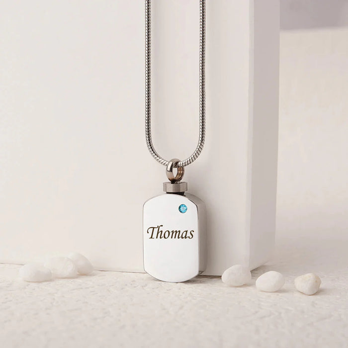 Birthstone Dog Tag Memorial Necklace Cremation Jewelry-Jewelry-Anavia-Afterlife Essentials