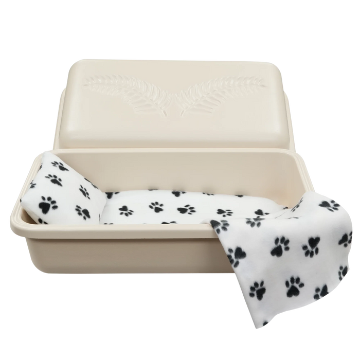 Standard Pet Casket - Almond with Black Paw Print-Pet Caskets-Titan Caskets-Small-Afterlife Essentials