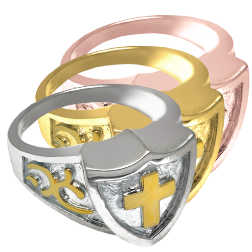 Pet Cremation Jewelry Cross Shield Ring-Jewelry-New Memorials-Afterlife Essentials