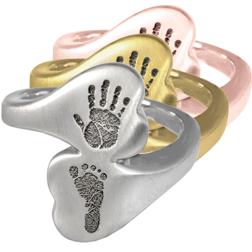 Double Chamber Heart Ring Hand and Foot Print Cremation Jewelry-Jewelry-New Memorials-Afterlife Essentials