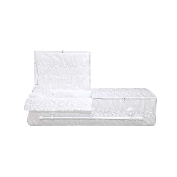 Standard Cloth-Covered Wood Pet Casket - White-Pet Caskets-Titan Caskets-Afterlife Essentials