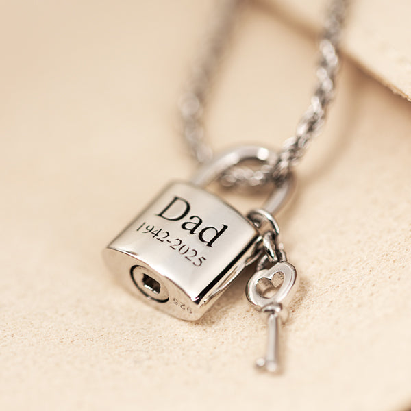 Lock and Key Pendant Cremation Jewelry-Jewelry-New Memorials-Afterlife Essentials