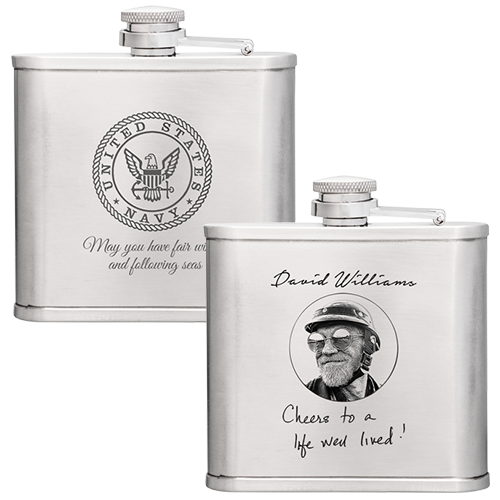 Personalized Flask + Collapsible Shot Glass-Accessories-New Memorials-Afterlife Essentials