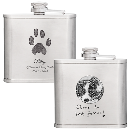 Personalized Flask + Collapsible Shot Glass-Accessories-New Memorials-Afterlife Essentials