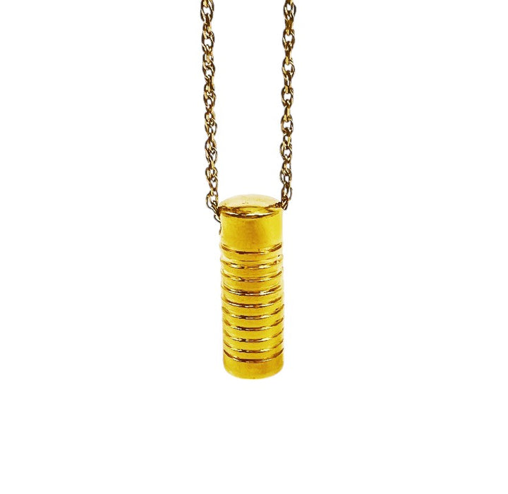 Gold Plated Ringed Cylinder Cremation Jewelry-Jewelry-Cremation Keepsakes-Afterlife Essentials