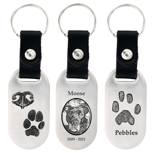 Personalized Stainless Steel & Leather Key Ring Keepsake-Jewelry-New Memorials-Afterlife Essentials