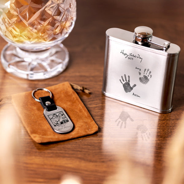 Personalized Stainless Steel & Leather Key Ring Keepsake-Jewelry-New Memorials-Afterlife Essentials