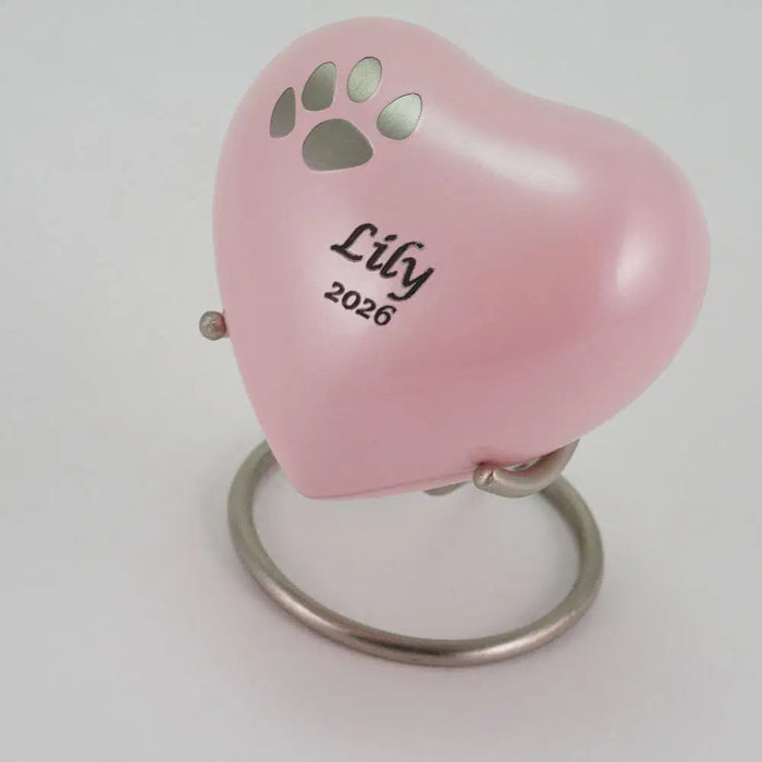 Classic Paw Pearl Pink Heart Keepsake-Cremation Urns-Terrybear-Afterlife Essentials