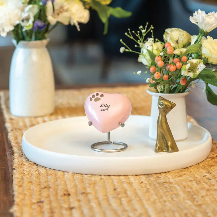 Classic Paw Pearl Pink Heart Keepsake-Cremation Urns-Terrybear-Afterlife Essentials